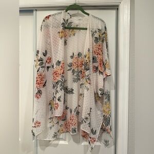 Maurices White Polka Dot Sheer Kimono